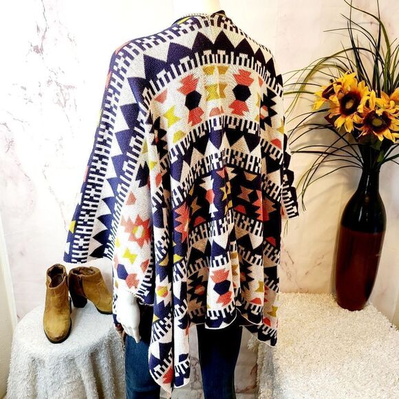 Wild Pearl 100% cotton Southwestern pattern kimono cardigan - Picture 5 of 7